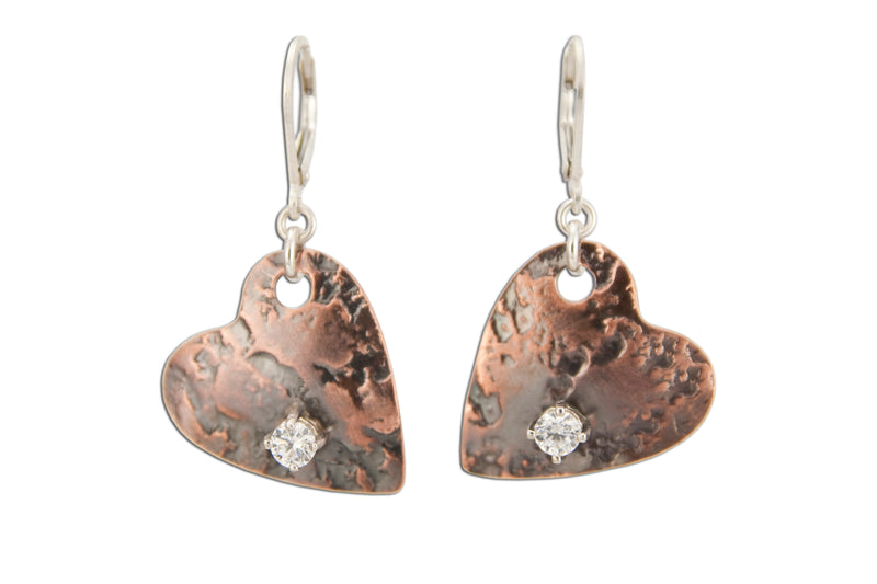 Small Weathered Heart Earring